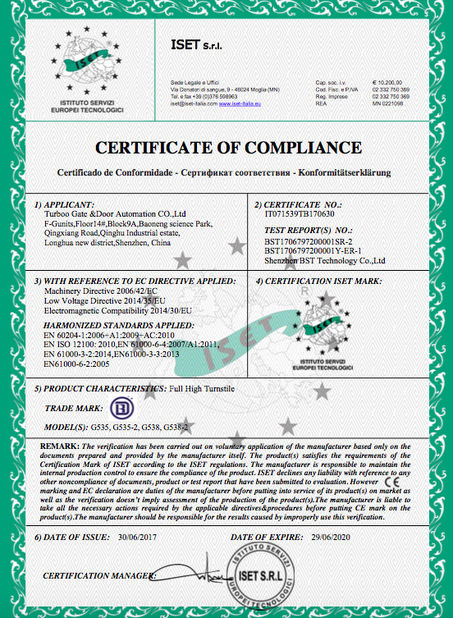 Chine Turboo Automation Co., Ltd certifications